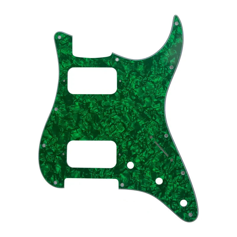 11-Hole HH Strat Pickguard (Round Corners) - 20+ Colors 4-Ply Green Pearl - Ploutone