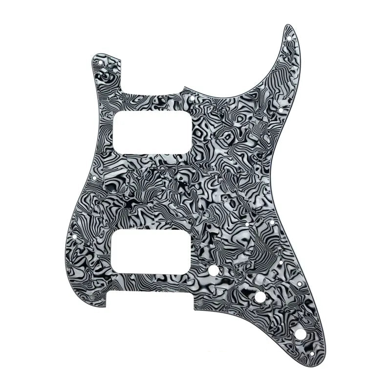 11-Hole HH Strat Pickguard (Round Corners) - 20+ Colors 4-Ply White Pearl shell - Ploutone