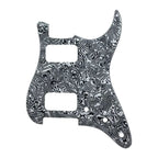 11-Hole HH Strat Pickguard (Round Corners) - 20+ Colors 4-Ply White Pearl shell - Ploutone