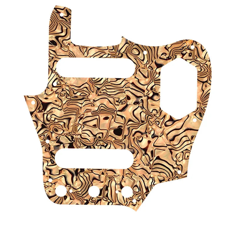 10-Hole SS Jaguar Pickguard for USA Fender - 20+ Colors 4-Ply Brown Pearl Shell - Ploutone