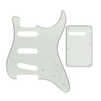11-Hole SSS Strat Pickguard and Matching Back Plate - 20+ Colors 3-Ply Ivory White - Ploutone