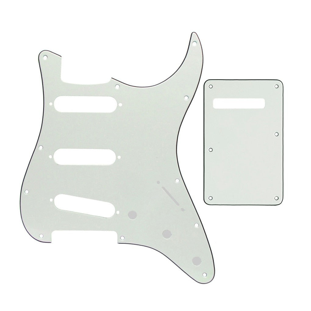 11-Hole SSS Strat Pickguard and Matching Back Plate - 3-Ply Ivory White Default Title - Ploutone