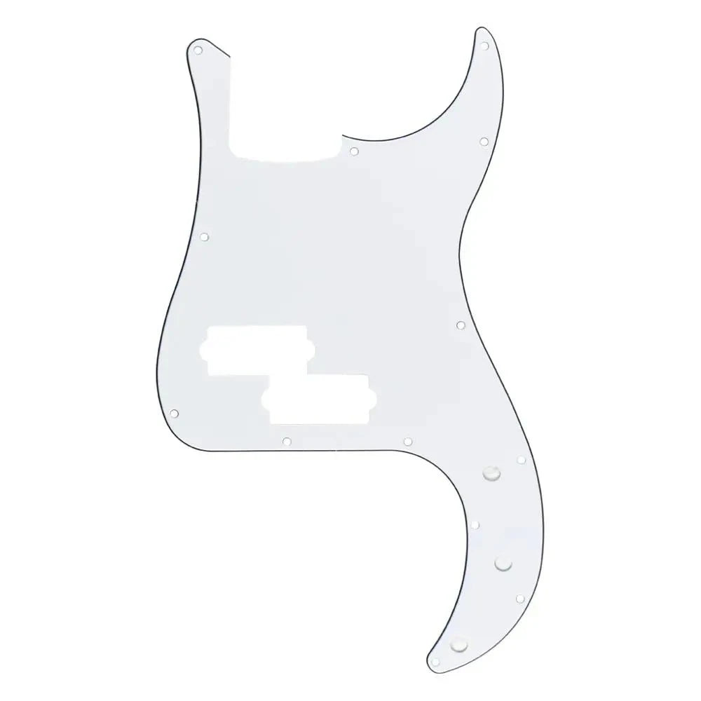 Precision Bass Pickguard - 13-Hole Fits Fender 4-String USA/MIM P-Bass - 3-Ply White - Ploutone