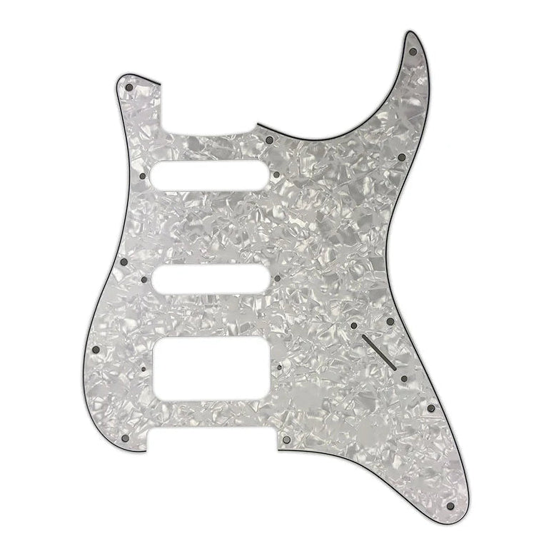 Fender Stratocaster HSS Pickguard (Open Humbucker) - 4-Ply White Pearl HSS Stratocaster Pickguards from Ploutone
