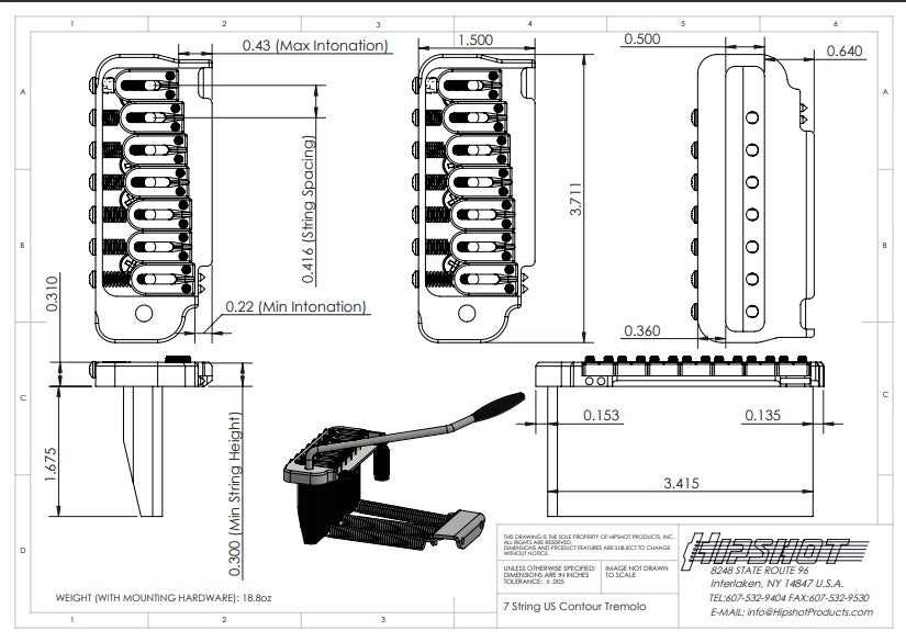 Hipshot 7-String US Contour Tremolo - Ploutone