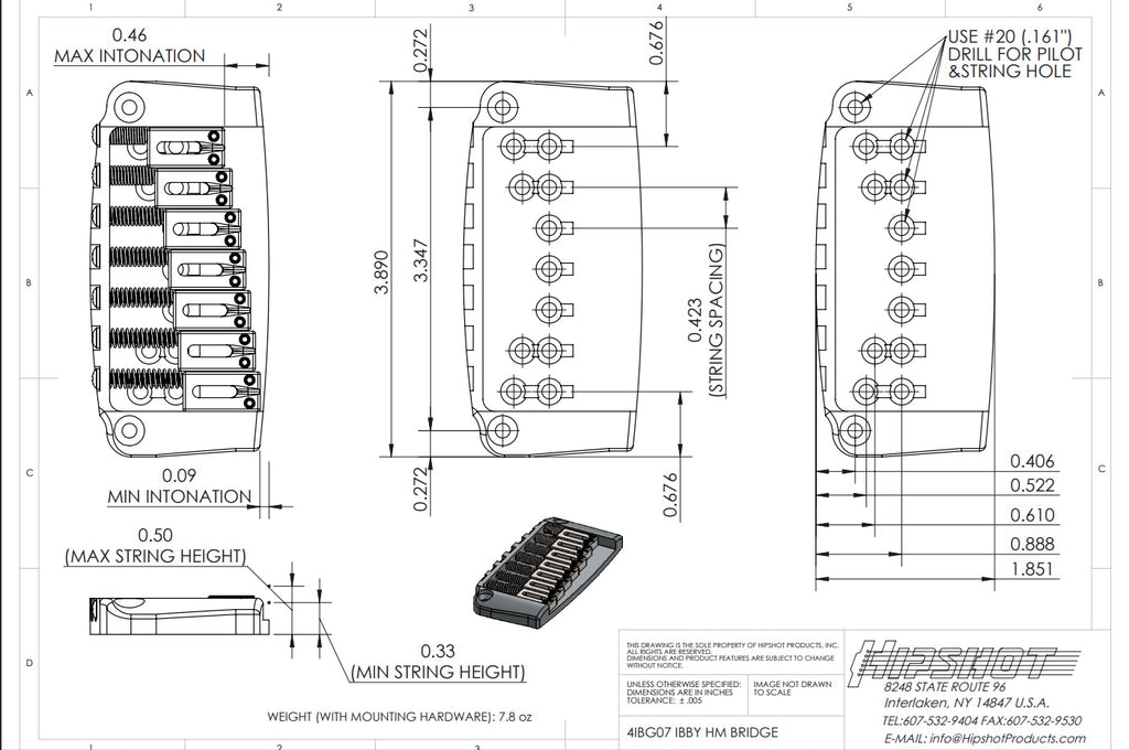 Hipshot Ibby HM Ibanez® Gibraltar Bridge - 7-String - Ploutone