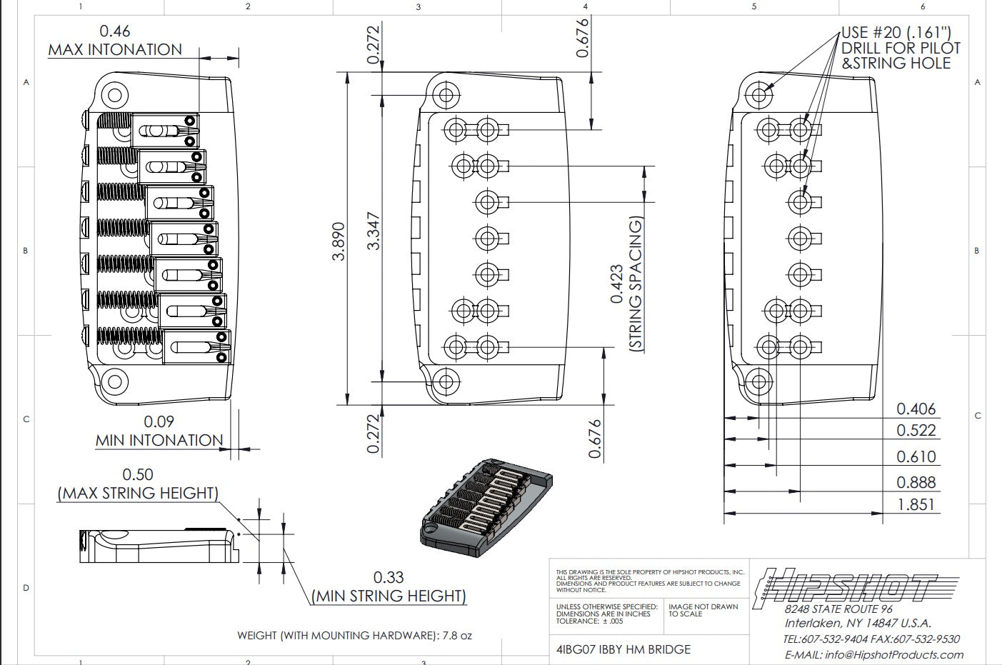 Hipshot Ibby HM Ibanez® Gibraltar Bridge - 7-String - Ploutone