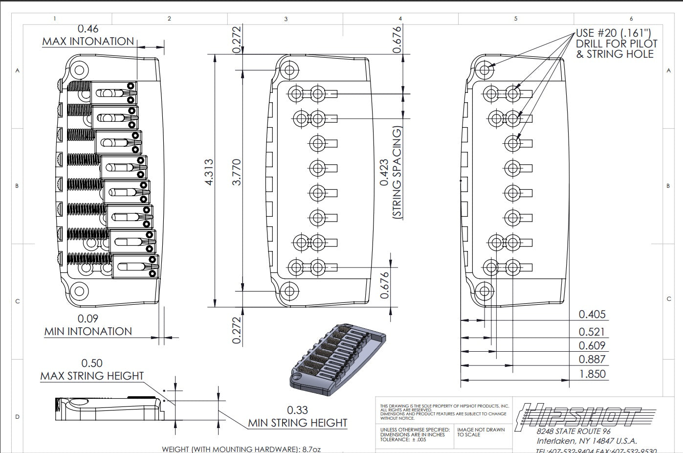 Hipshot Ibby Ibanez® HM Bridge - 8-String | Ploutone