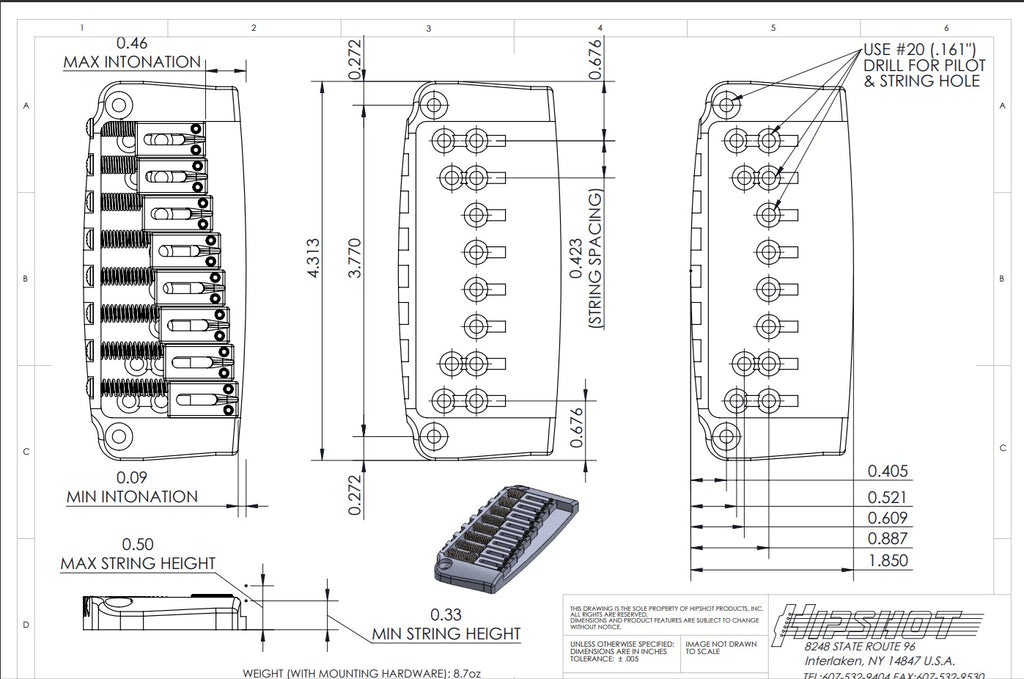 Hipshot Ibby HM Ibanez® Gibraltar Bridge - 8-String - Ploutone