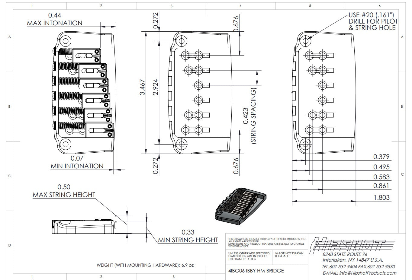 Hipshot Ibby Ibanez® HM Bridge - 6-String | Ploutone