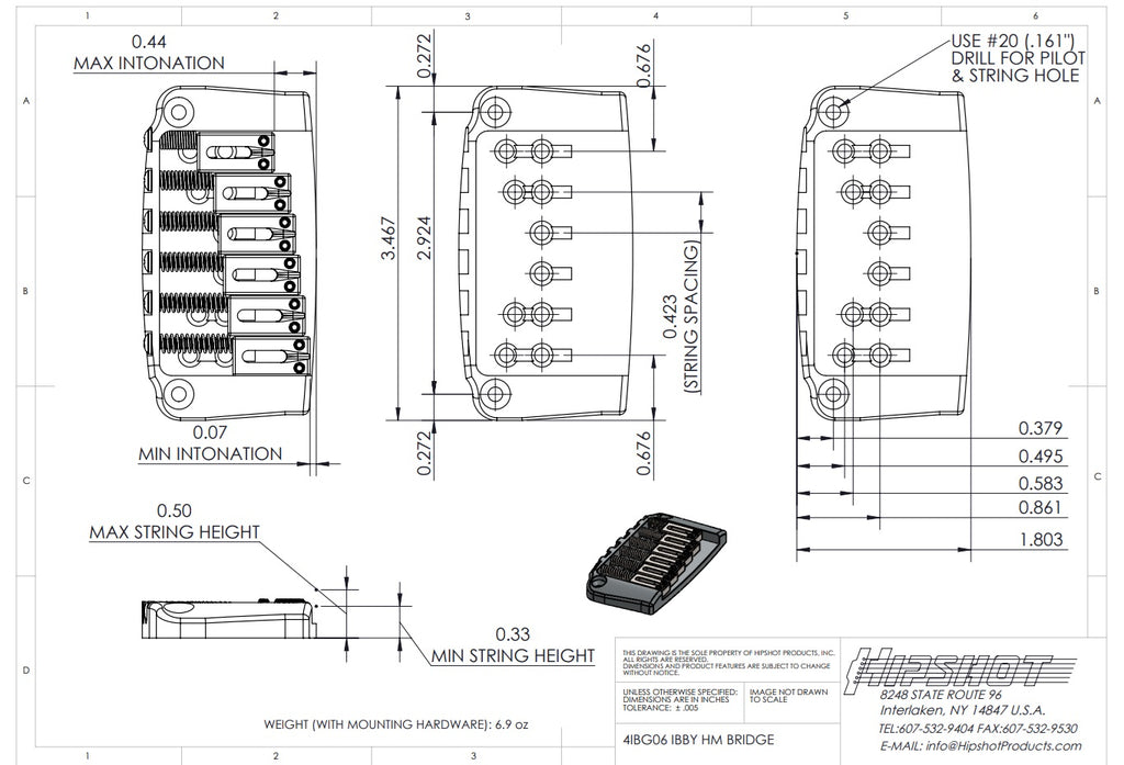 Hipshot Ibby HM Ibanez® Gibraltar Bridge - 6-String - Ploutone