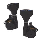Hipshot Grip-Lock Open Gear Guitar Tuner Upgrade Kit for 3+3 Headstocks (10mm Post Holes) Black - Ploutone
