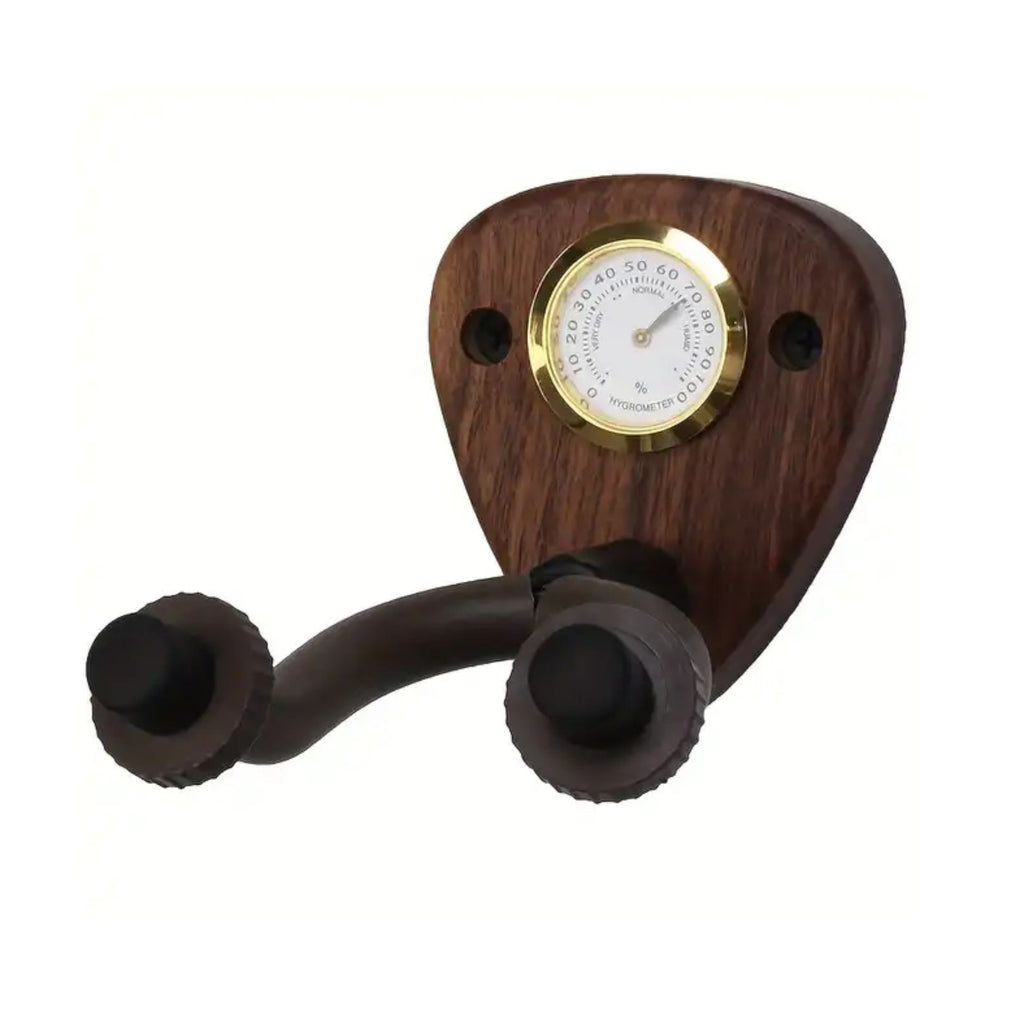 All-in-One Guitar Wall Hanger with Built-In Hygrometer - Black Walnut - Ploutone