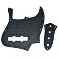 Jazz Bass Diamond Plate Metal Pickguard and Control Plate - Black - Ploutone