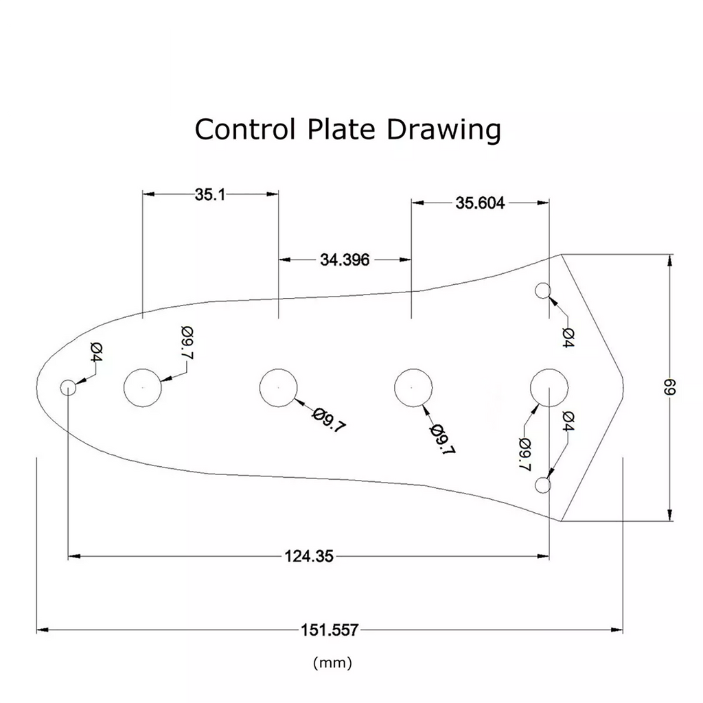 Jazz Bass Diamond Plate Metal Pickguard and Control Plate - Black - Ploutone