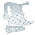 Jazz Bass Diamond Plate Metal Pickguard and Control Plate - Chrome - Ploutone