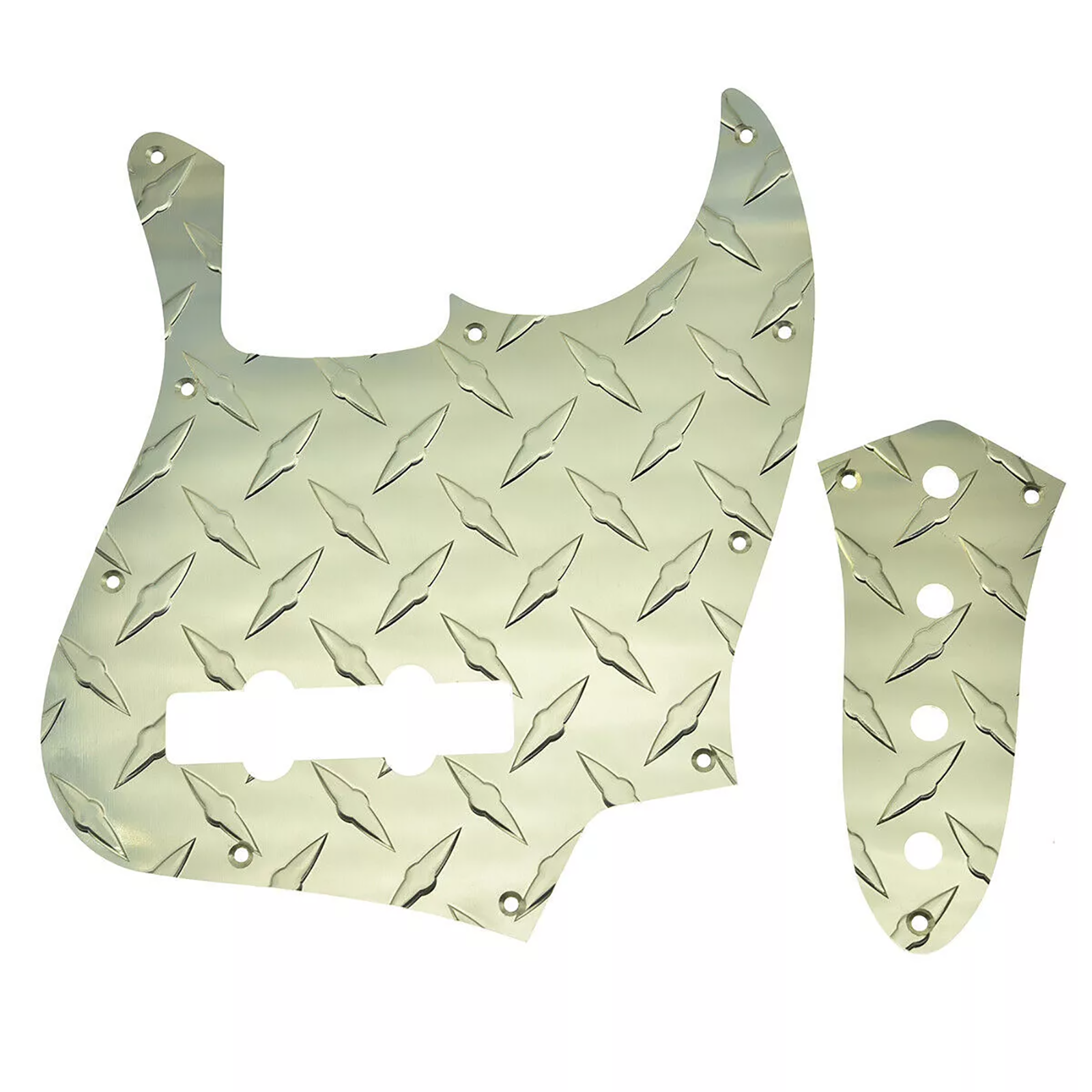 Jazz Bass Diamond Plate Metal Pickguard and Control Plate - Gold - Ploutone