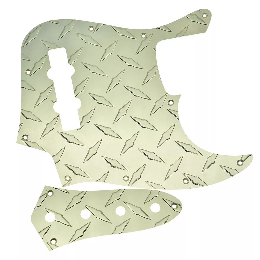 Jazz Bass Diamond Plate Metal Pickguard and Control Plate - Gold - Ploutone