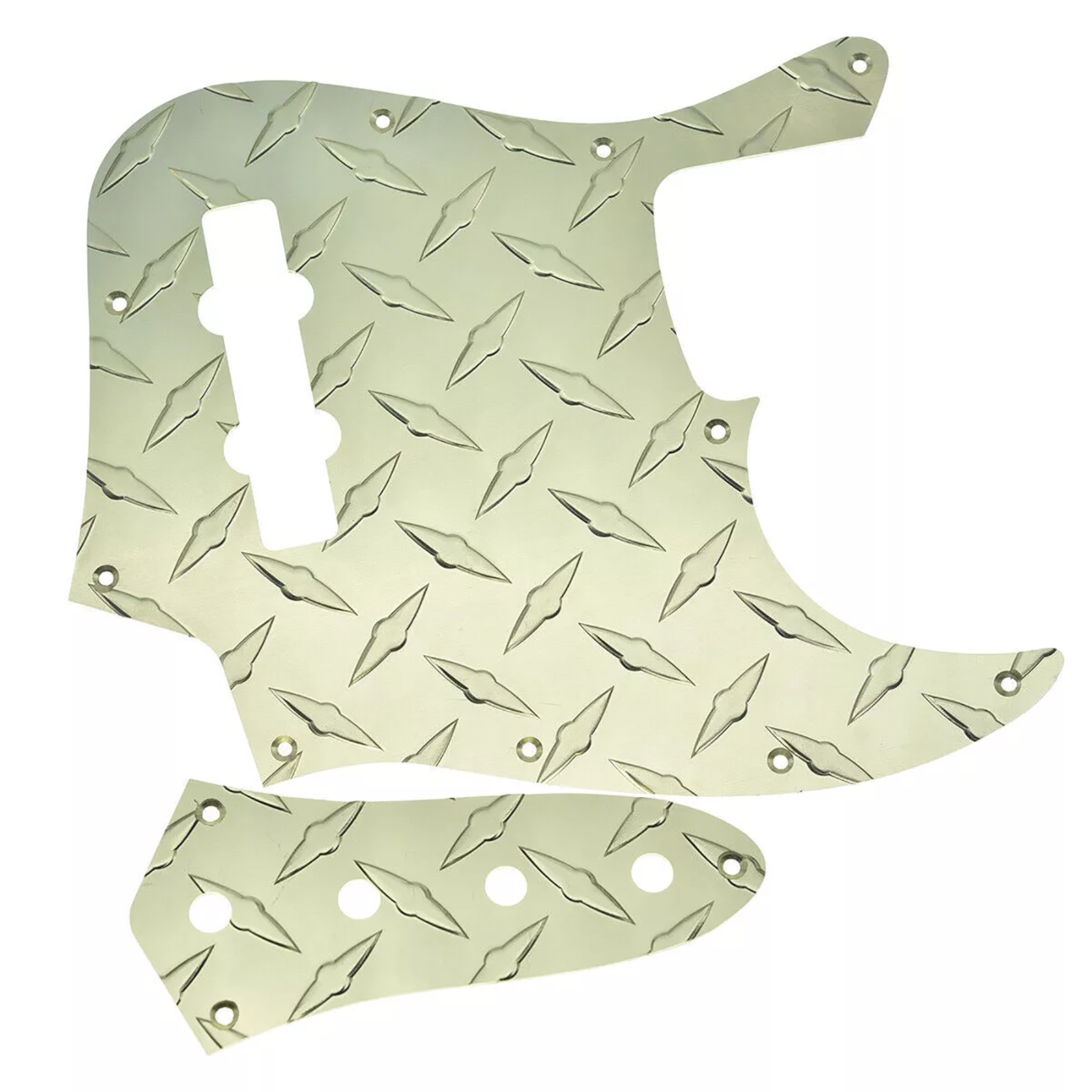 Jazz Bass Diamond Plate Metal Pickguard and Control Plate - Gold - Ploutone