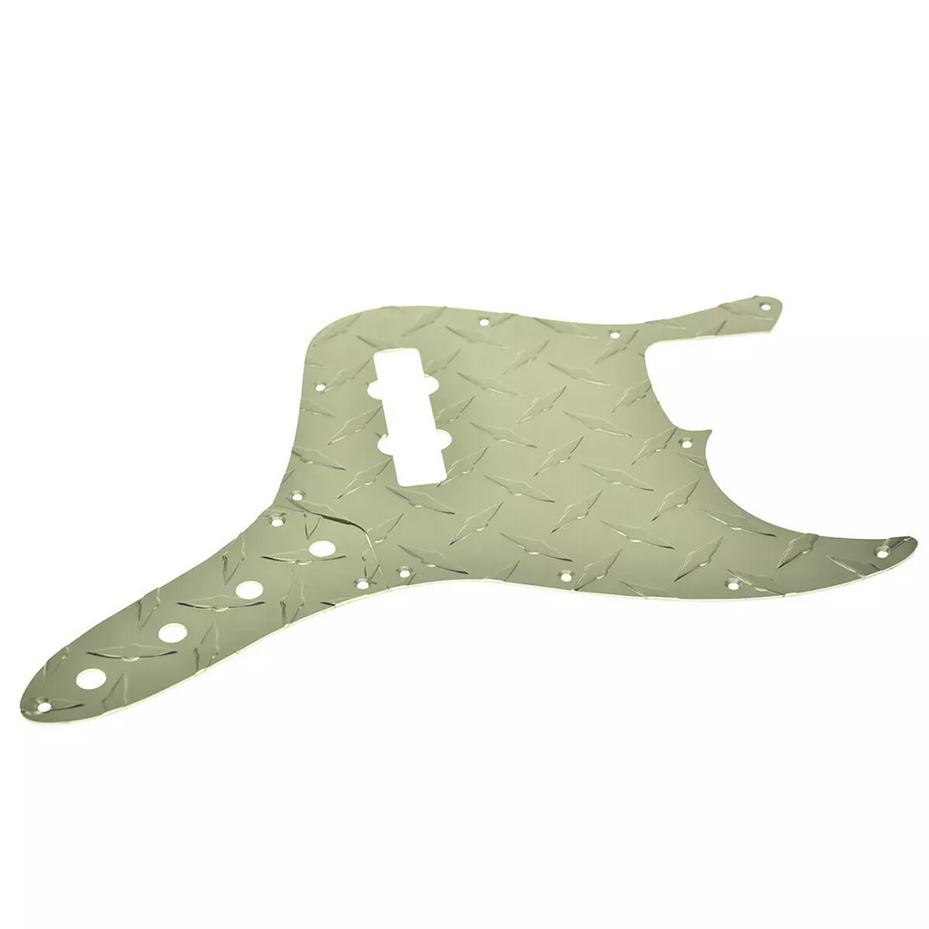 Jazz Bass Diamond Plate Metal Pickguard and Control Plate - Gold - Ploutone