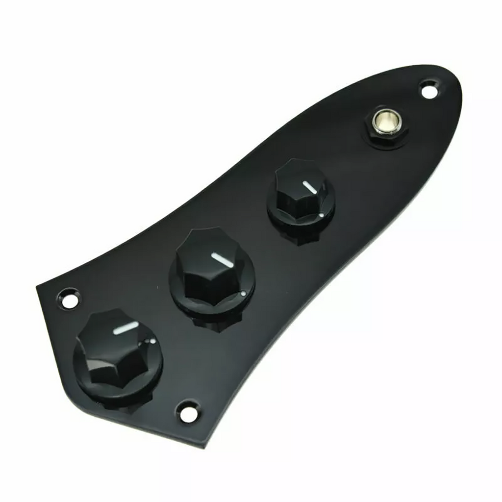 Jazz Bass Wiring Harness and Loaded Control Plate - Black Control Plate from Ploutone
