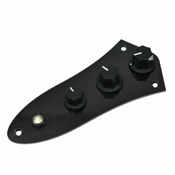 Jazz Bass Wiring Harness and Loaded Control Plate - Black Control Plate from Ploutone
