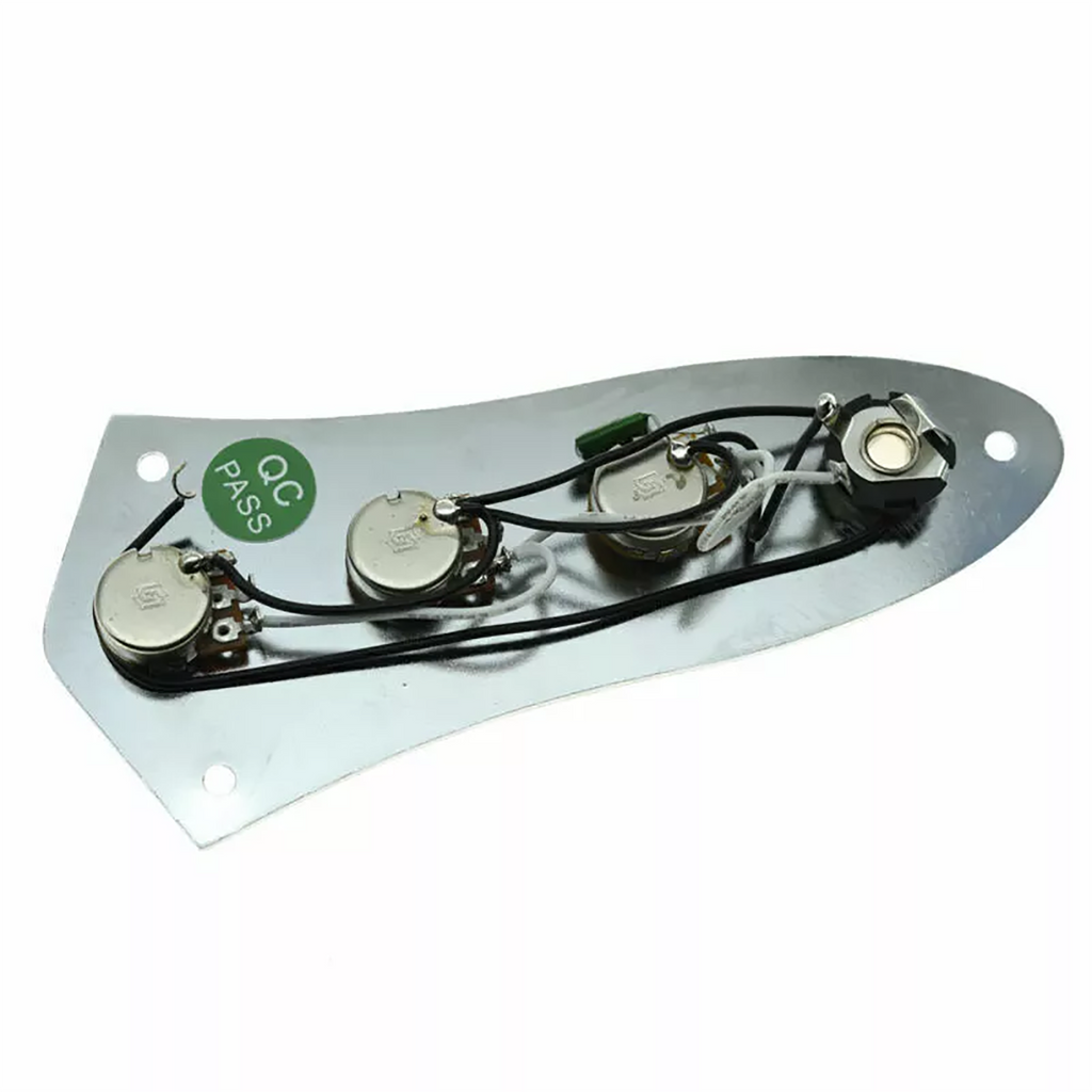 Jazz Bass Wiring Harness and Loaded Control Plate - Chrome - Ploutone