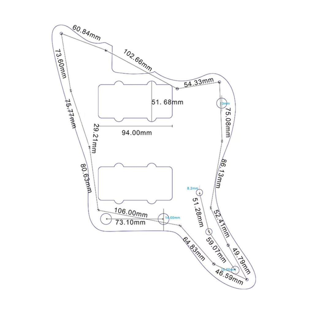 Jazzmaster HH Pickguard (No Upper Controls) 3Ply Gray Pearl Ploutone