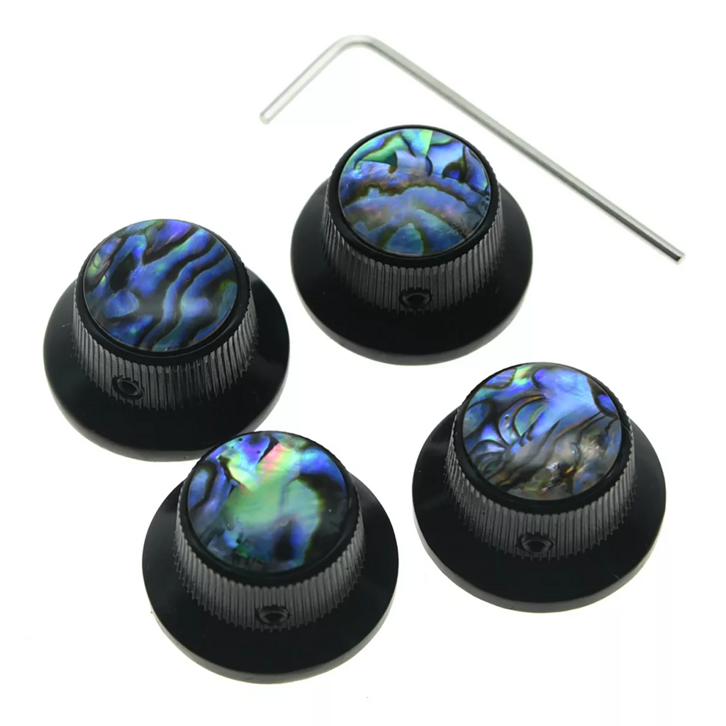 Les Paul Black Abalone Top Hat Metal Bell Knobs with Screw (Set of 4) - Ploutone