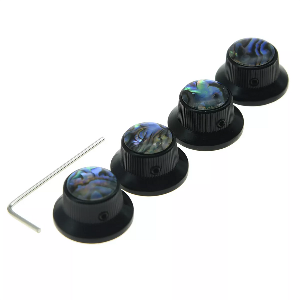 Les Paul Black Abalone Top Hat Metal Bell Knobs with Screw (Set of 4) - Ploutone