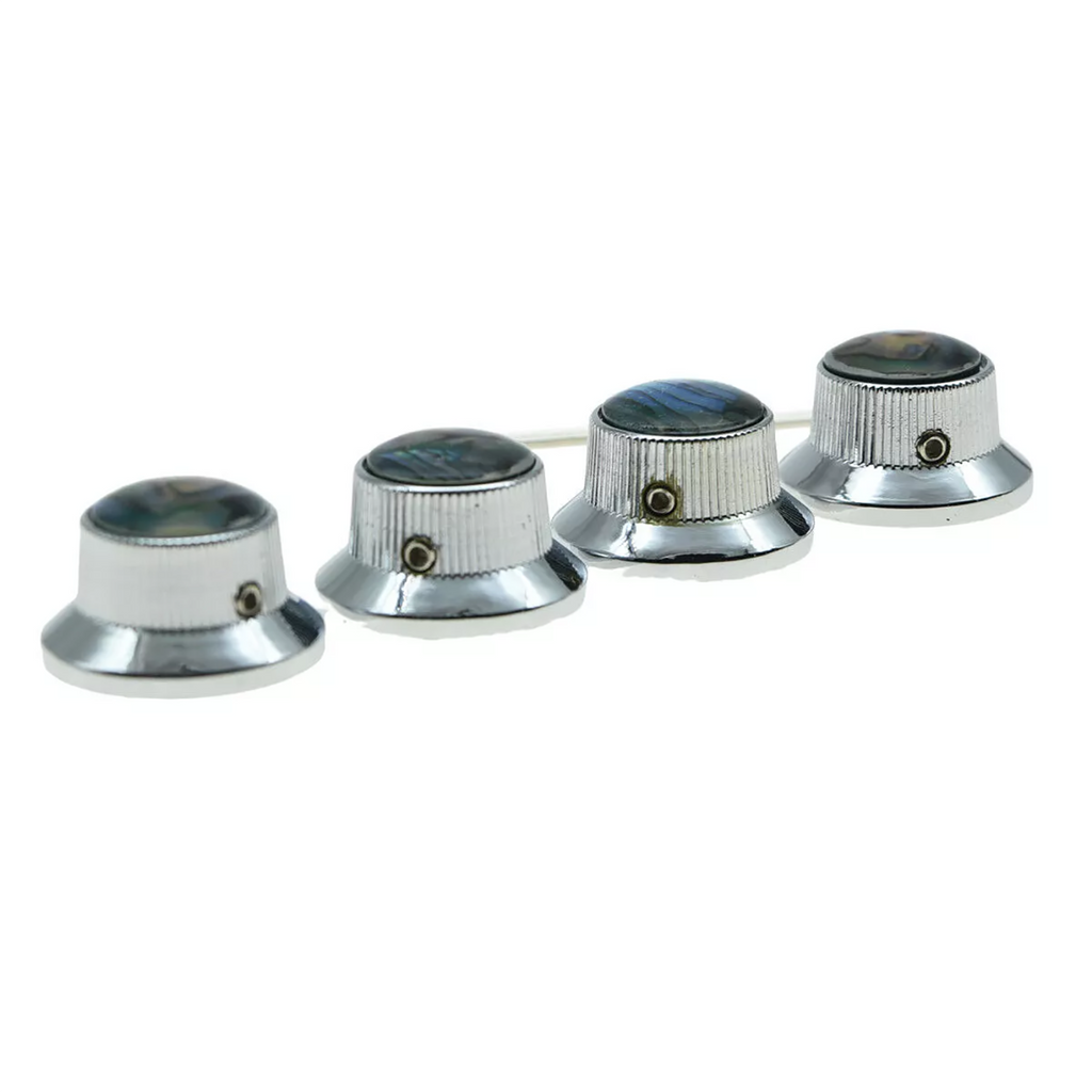 Les Paul Chrome Abalone Top Hat Metal Bell Knobs with Screw (Set of 4) - Ploutone