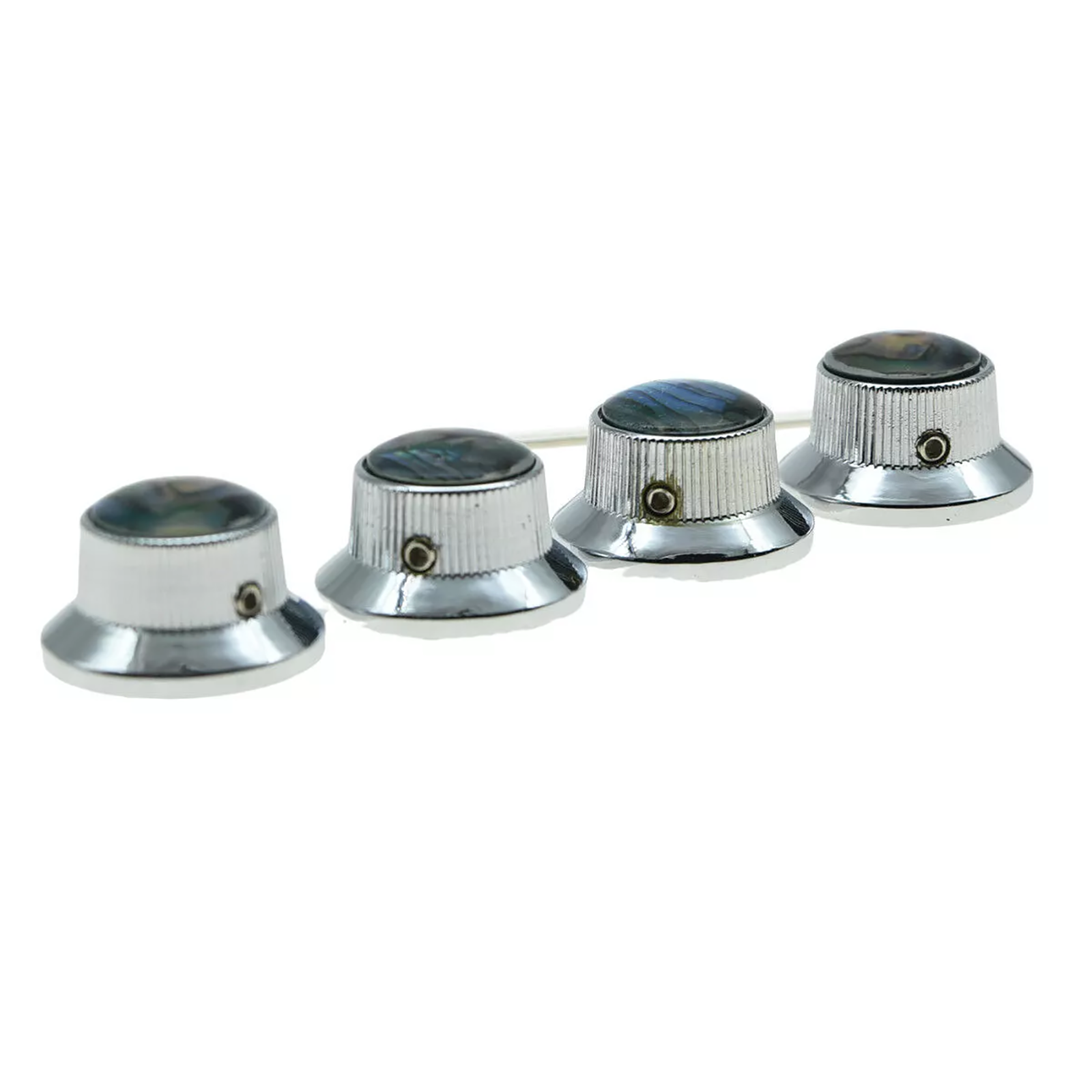 Les Paul Chrome Abalone Top Hat Metal Bell Knobs with Screw (Set of 4) - Ploutone