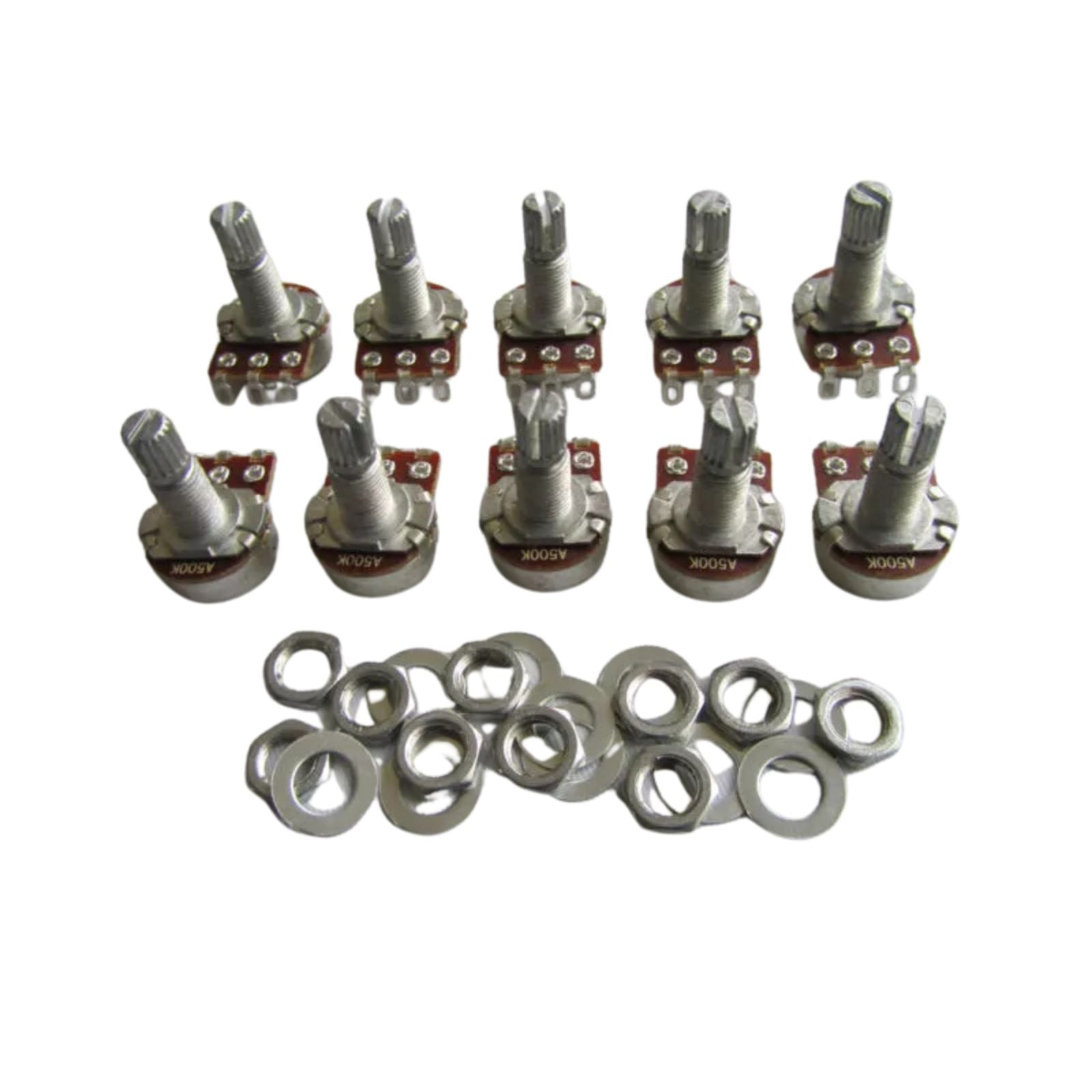 Long Shaft Mini A500K Potentiometers (Set of 10) - Ploutone