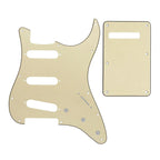 11-Hole SSS Strat Pickguard and Matching Back Plate - 20+ Colors 3-Ply Cream - Ploutone