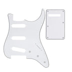 11-Hole SSS Strat Pickguard and Matching Back Plate - 20+ Colors 3-Ply White - Ploutone
