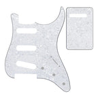 11-Hole SSS Strat Pickguard and Matching Back Plate - 20+ Colors 4-Ply White Pearl - Ploutone