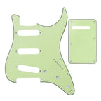 11-Hole SSS Strat Pickguard and Matching Back Plate - 20+ Colors 3-Ply Mint Green - Ploutone