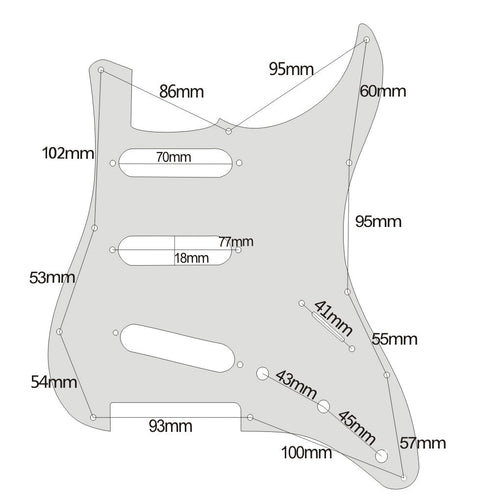 11-Hole SSS Loaded Strat Pickguard - Black White Shell & White - Ploutone
