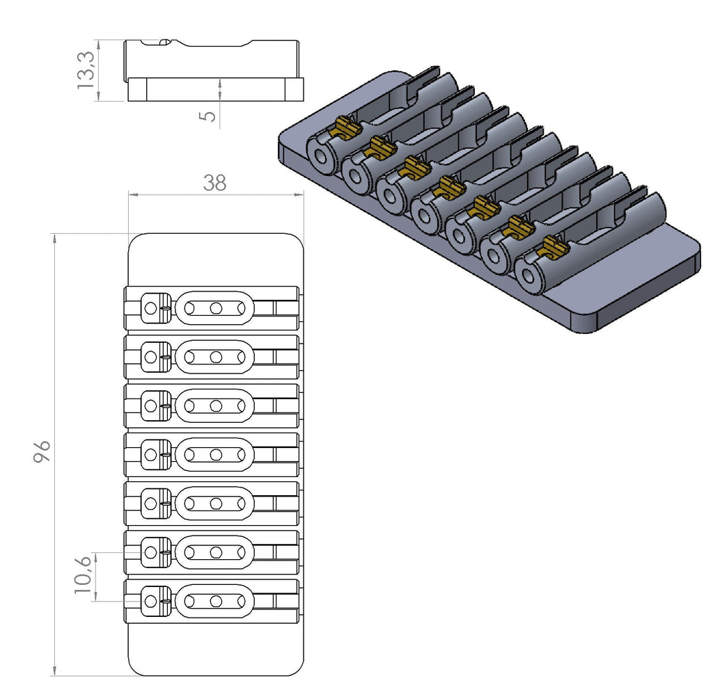 Nova Guitar Parts 7-String Fixed Guitar Bridge - Ploutone