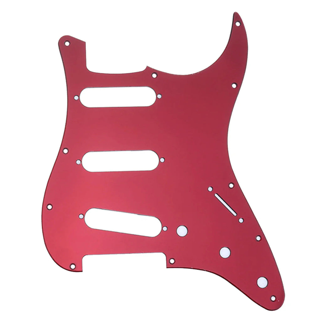 11-Hole Strat Pickguard SSS - Silver Mirror Acrylic SSS Strat Pickguards from Ploutone