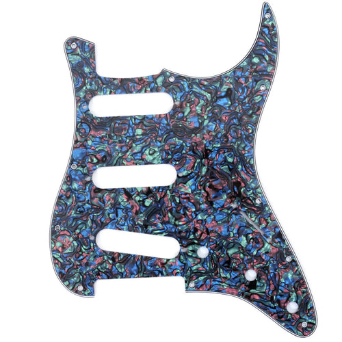 62 Strat Pickguard SSS 11-Hole - 15+ Colors 4-Ply Abalone Pearl - Ploutone