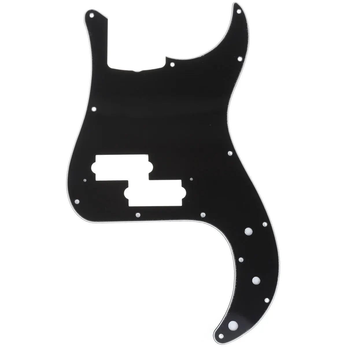 Precision Bass Pickguard - 13-Hole Fits Fender 4-String USA/MIM P-Bass - 25+ Colors 3-Ply Black - Ploutone