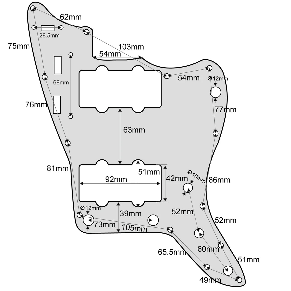 Metal Jazzmaster Pickguard 13-Hole - Black Aluminum - Ploutone