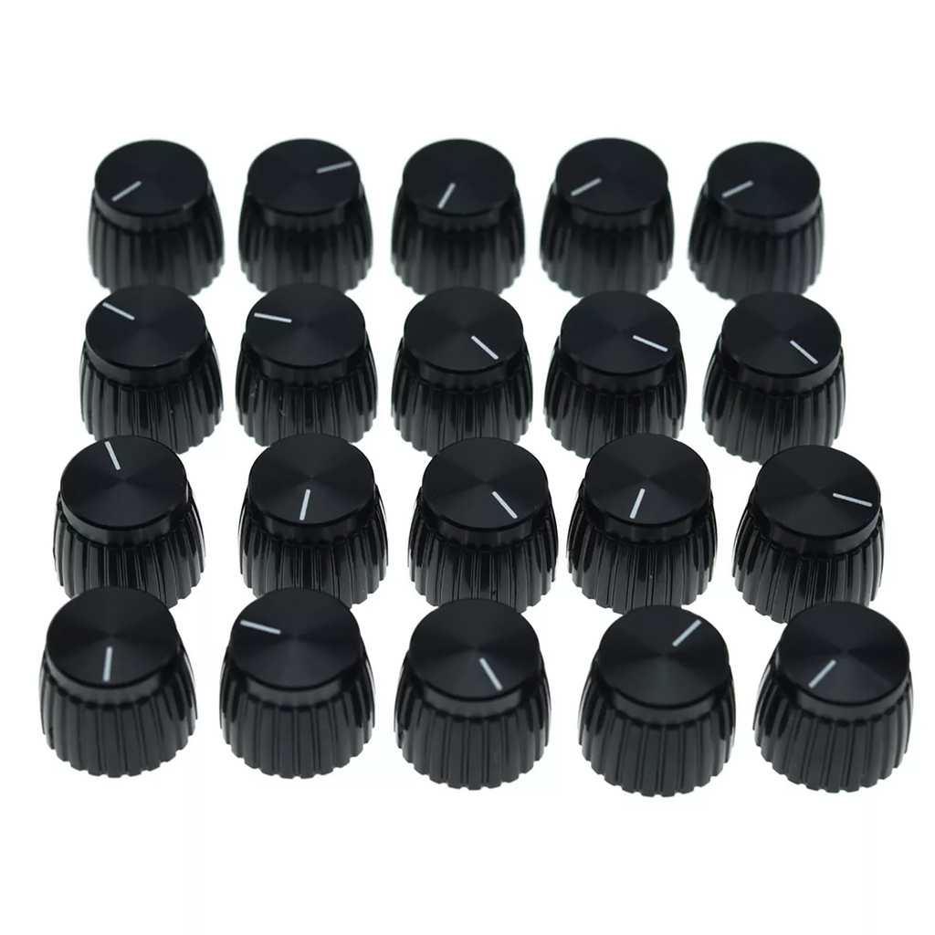 Marshall Amp Knobs - Black with Black Cap, Push-On (Set of 20) - Ploutone