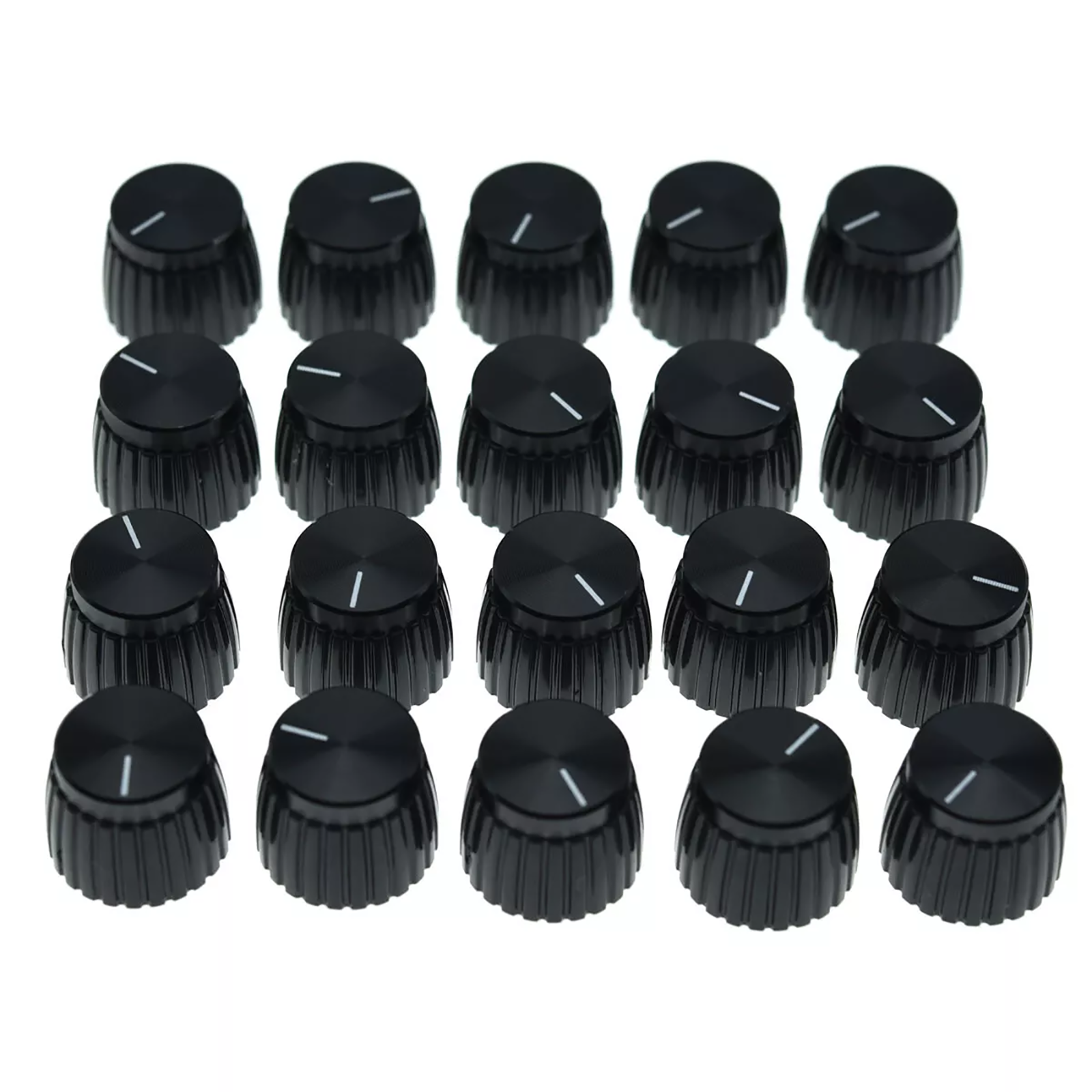 Marshall Amp Knobs - Black with Black Cap, Push-On (Set of 20) - Ploutone