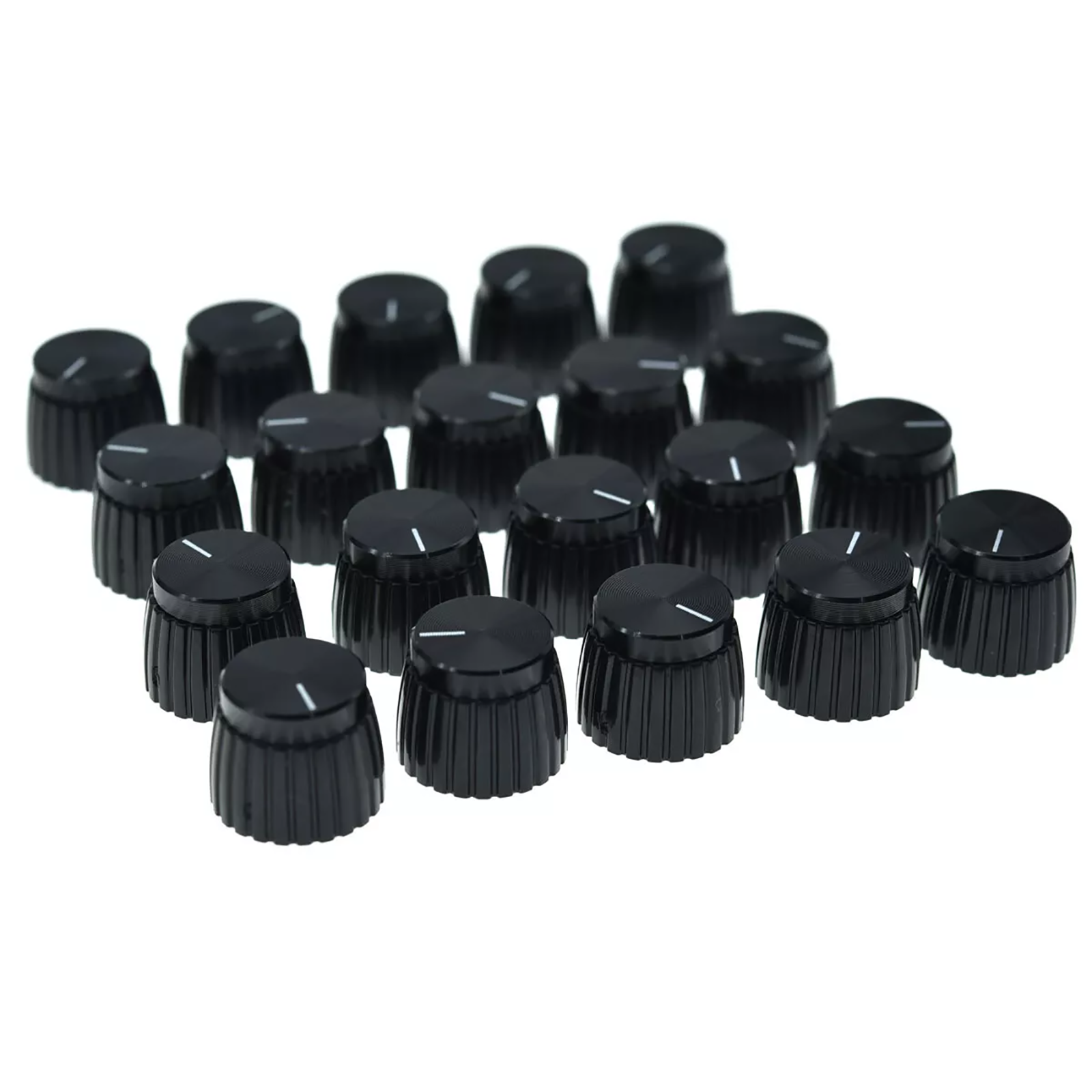 Marshall Amp Knobs - Black with Black Cap, Push-On (Set of 20) - Ploutone