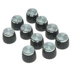 Marshall Amp Knobs - Black with Silver Cap, Push-On (Set of 10) - Ploutone