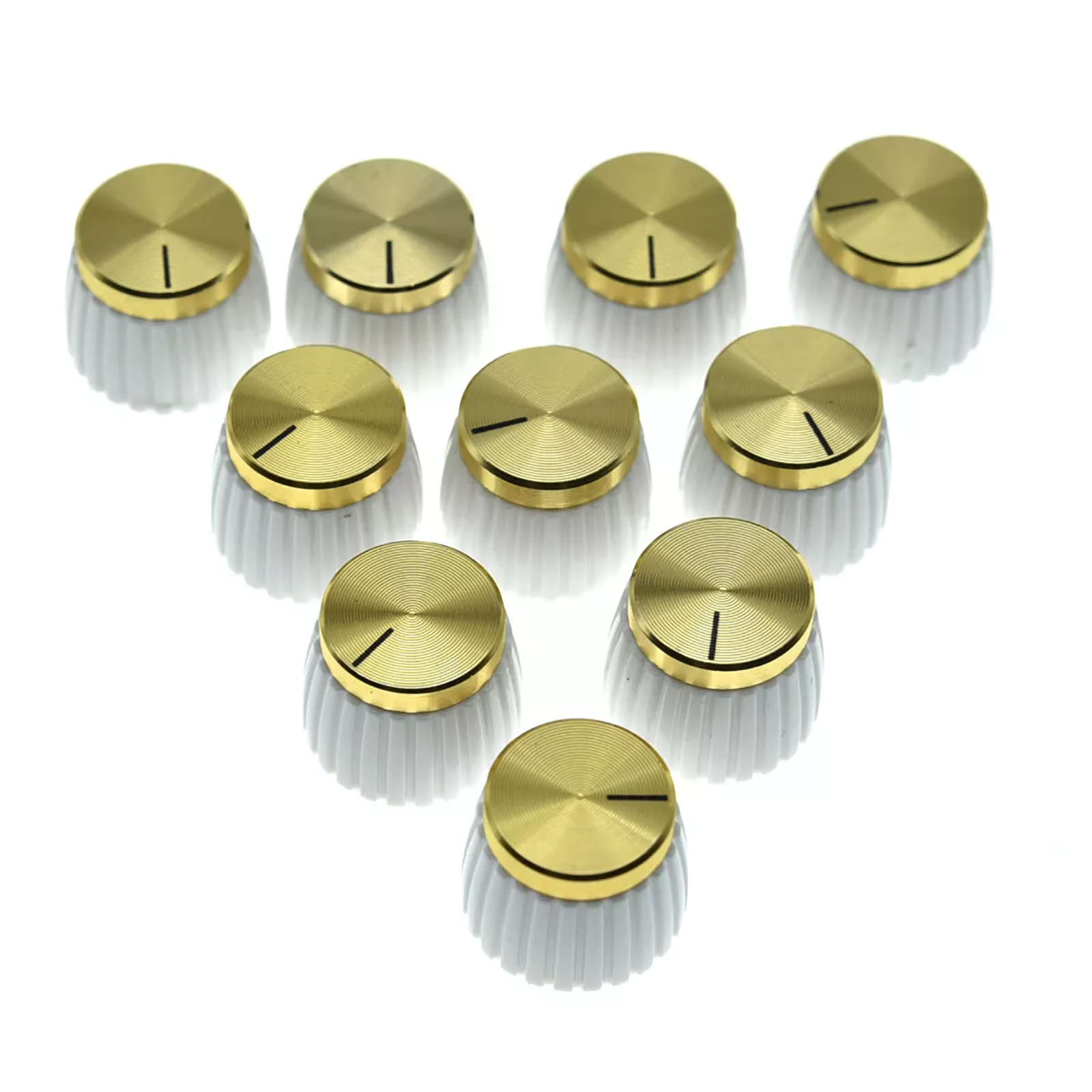 Marshall Amp Knobs - White with Gold Cap, Push-On (Set of 10) - Ploutone