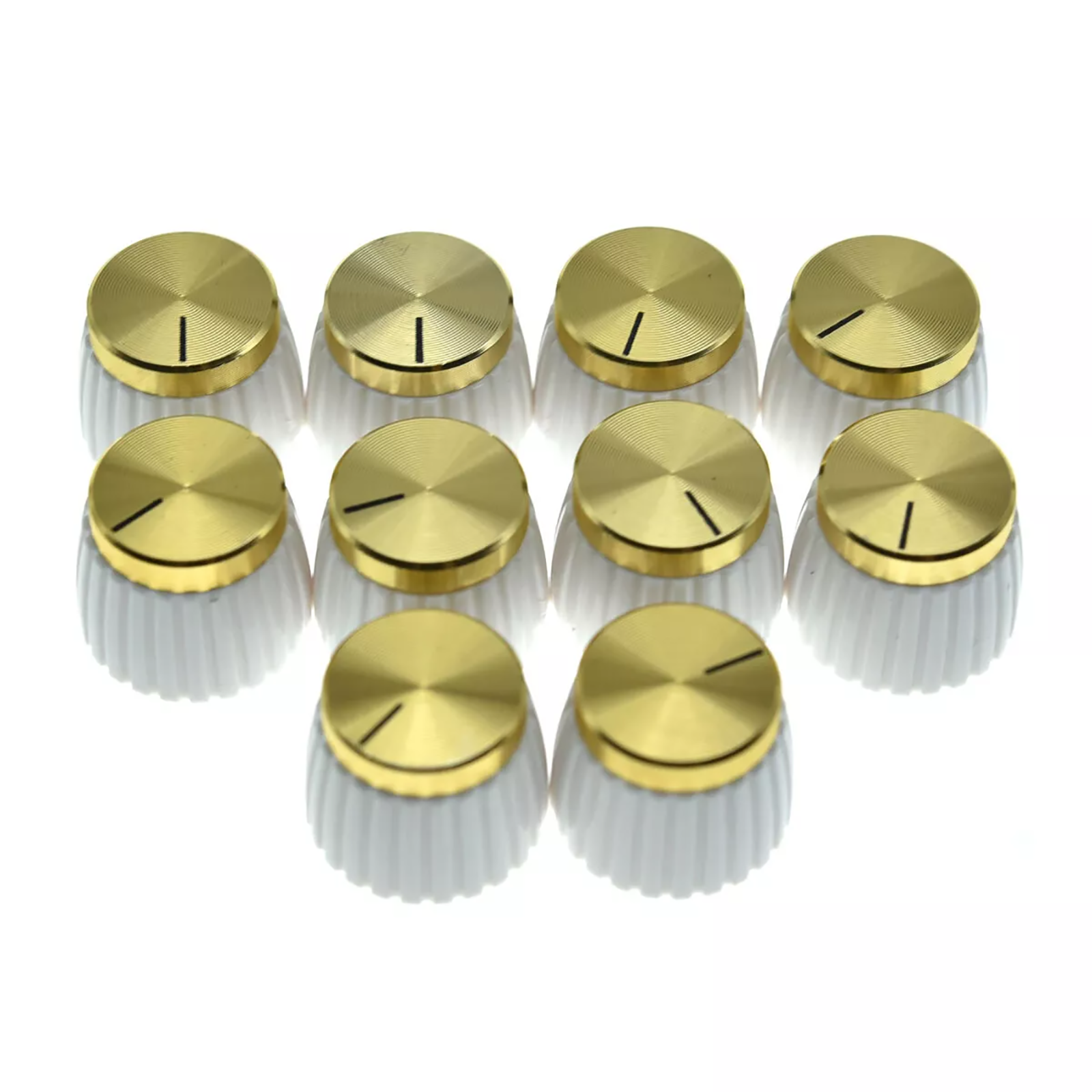 Marshall Amp Knobs - White with Gold Cap, Push-On (Set of 10) - Ploutone