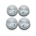 Metal Control Knobs - 25mm with Rubber O-Ring for Guitars, Basses & Amps (Set of 4) - Ploutone